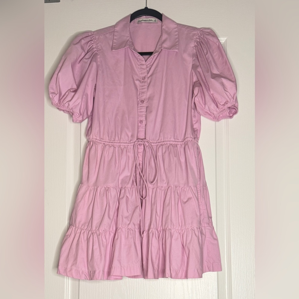 Abercrombie & Fitch Pink Puff Sleeve Mini Dress, Small Petite